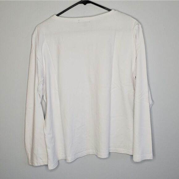 Cate XL Long Sleeve Shiry White Christmas Santa Ho Ho Ho Rhinestone Embellished - Picture 4 of 9